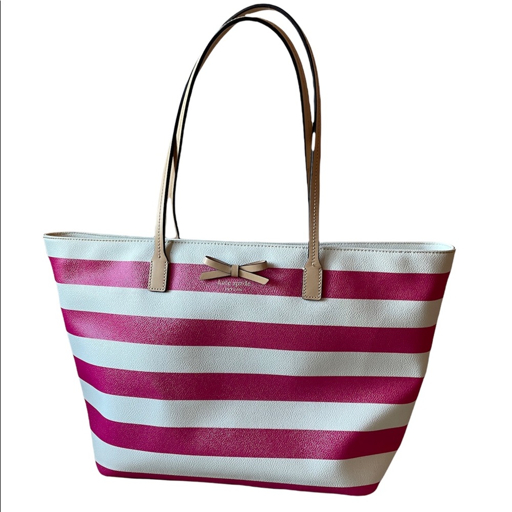 kate spade pink & white stripe tote in EUC